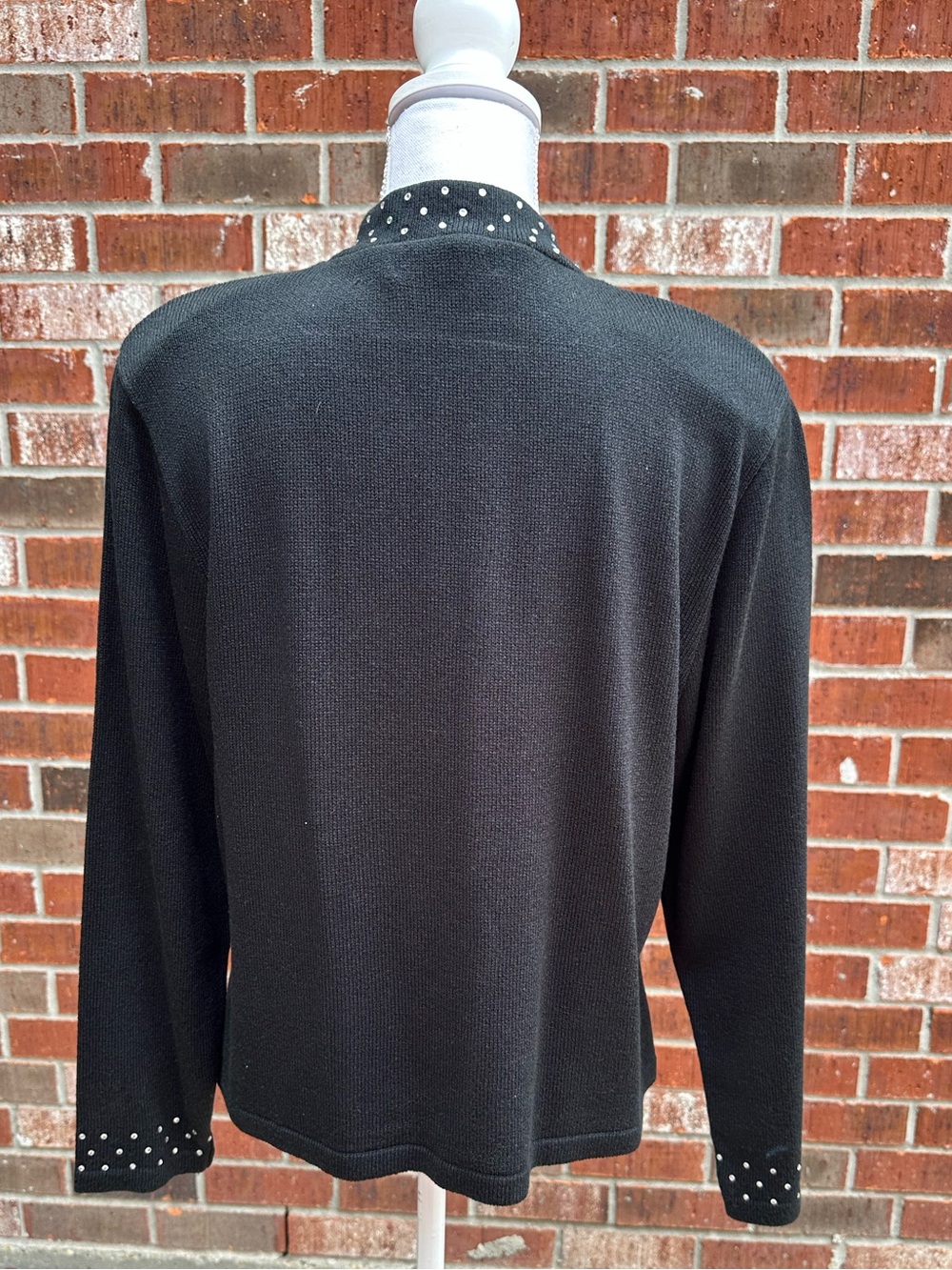 NWOT San Remo Full Zip Black Embellished Mock-Neck Women’s Cardigan - Picture 4 of 10